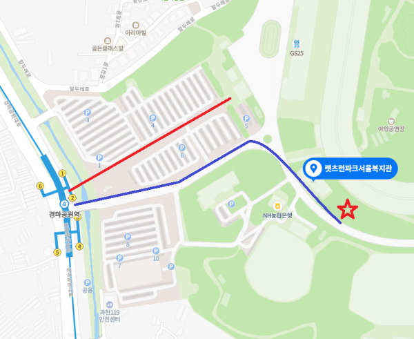 피크닉 즐기기 좋은 장소로 가는 방법 설명한 지도
